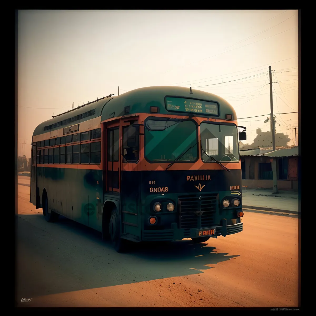 Picture of Urban Trolleybus Transport on Busy Street