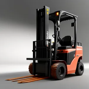 Heavy-duty forklift truck in industrial warehouse