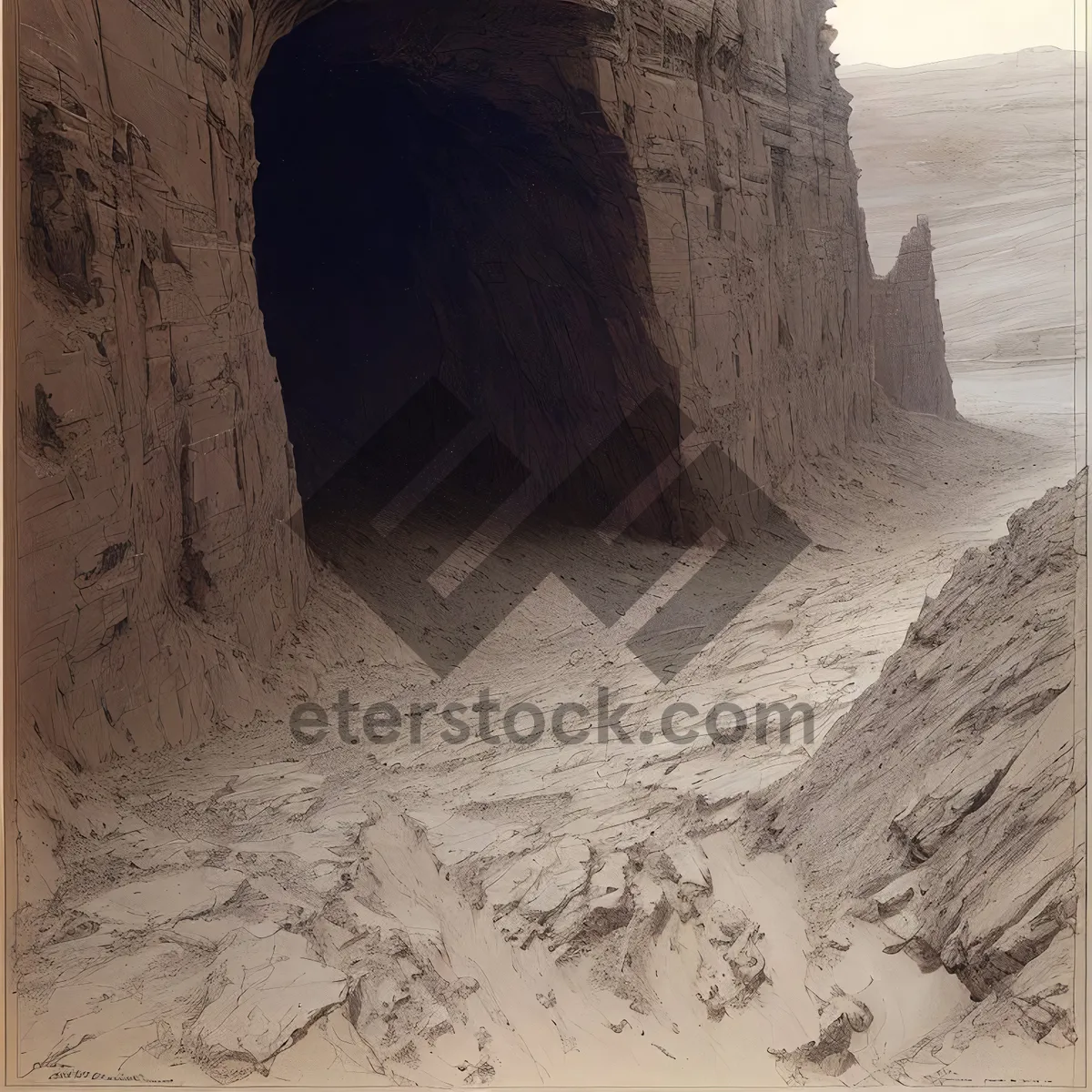 Picture of Ancient Cliff Dwellings in Desert Landscape