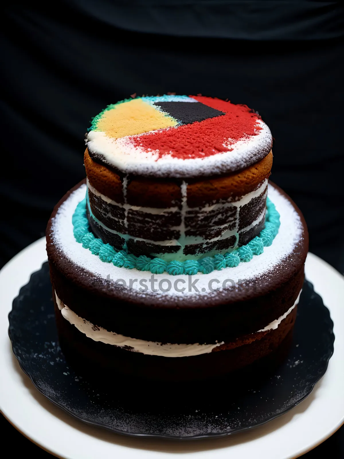 Picture of Sugar Chocolate Cake on Plate with Sombrero Hat