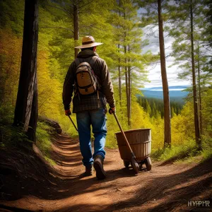 Nature-loving farmer taking a hike