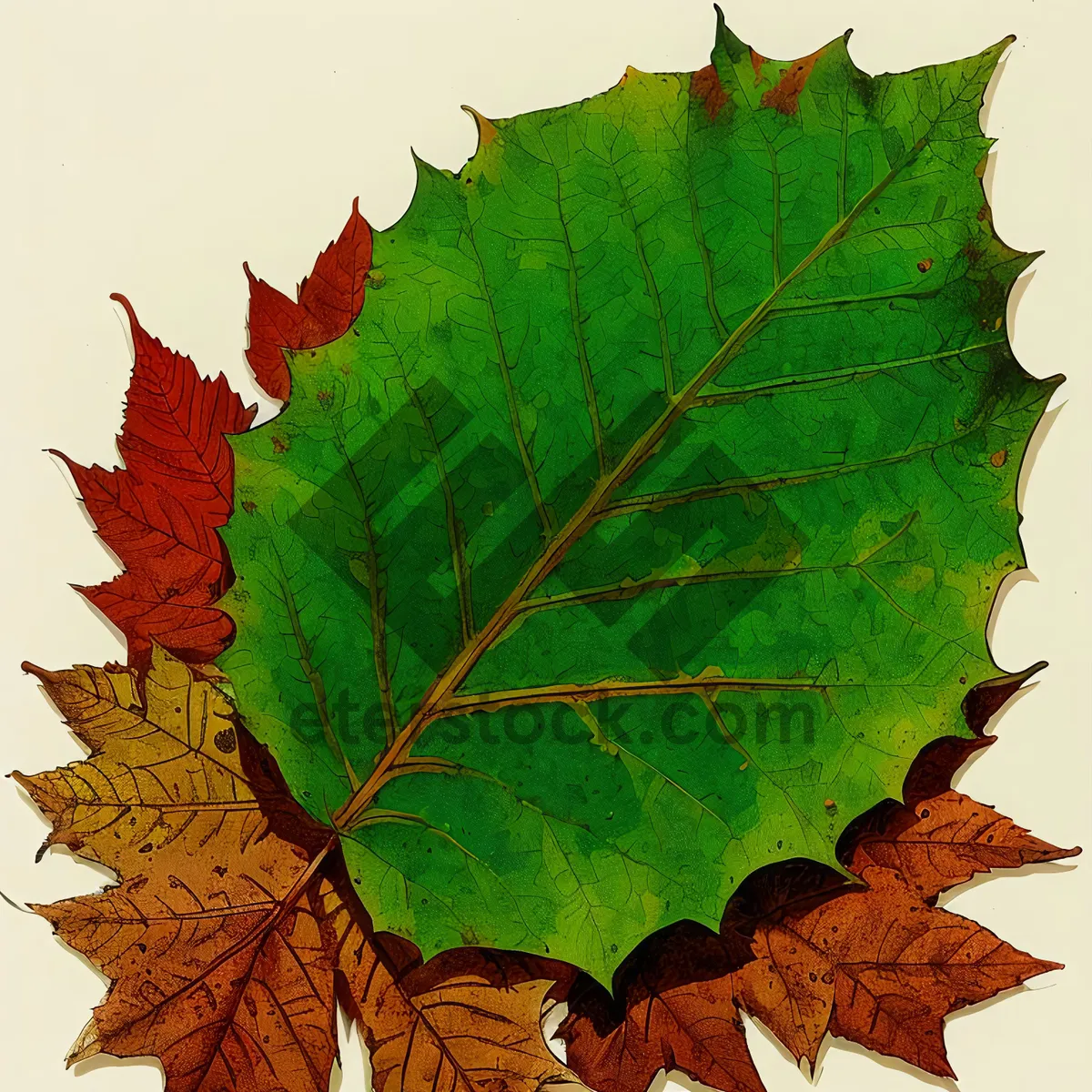 Picture of Vibrant Fall Foliage: Rhubarb Leaf in Autumn