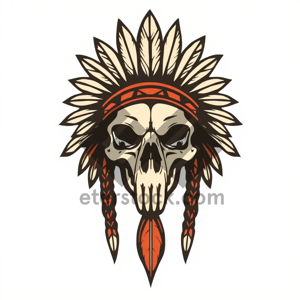 Picture of Floral Silhouette Graphic Design Element with Retro Pattern