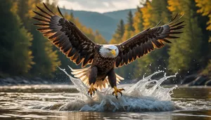 Bird of prey soaring with wide wingspan in flight.