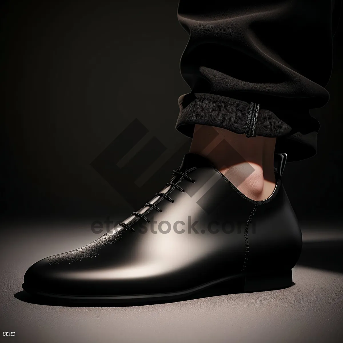 Picture of Classic Black Leather Boots with Shiny Rubber Sole