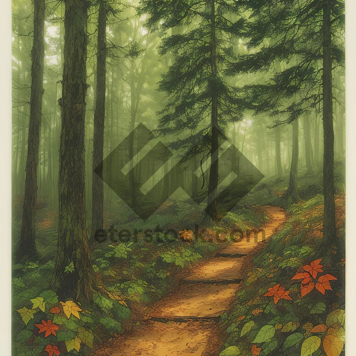 Picture of Misty Woods: Serene Path Through the Forest