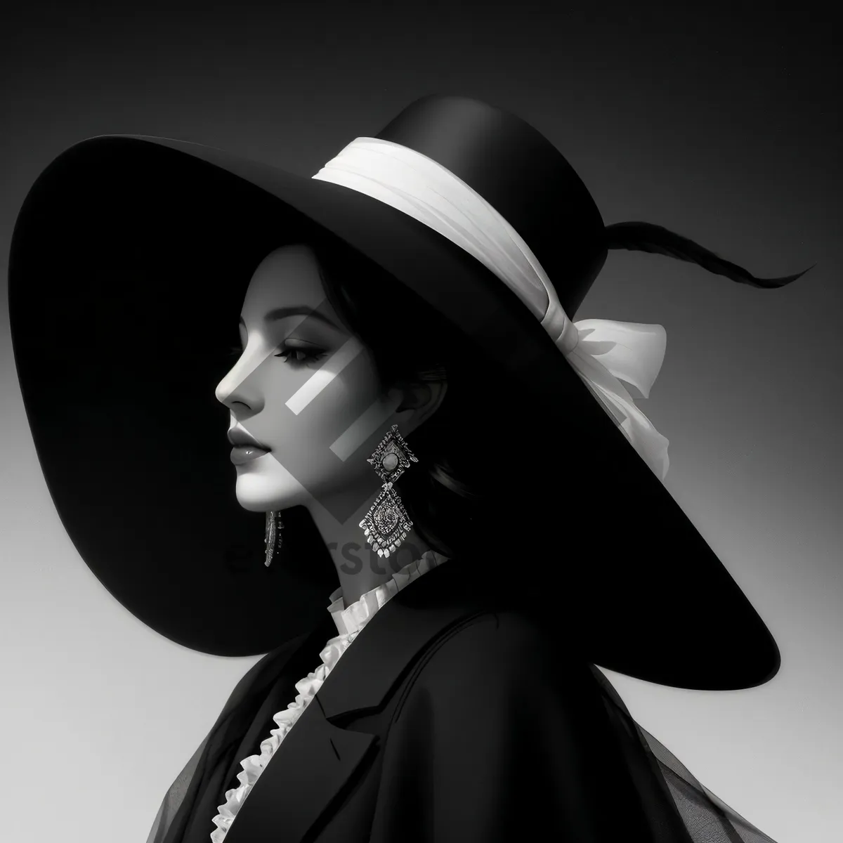 Picture of Smiling Sorceress in Black Hat Portrait