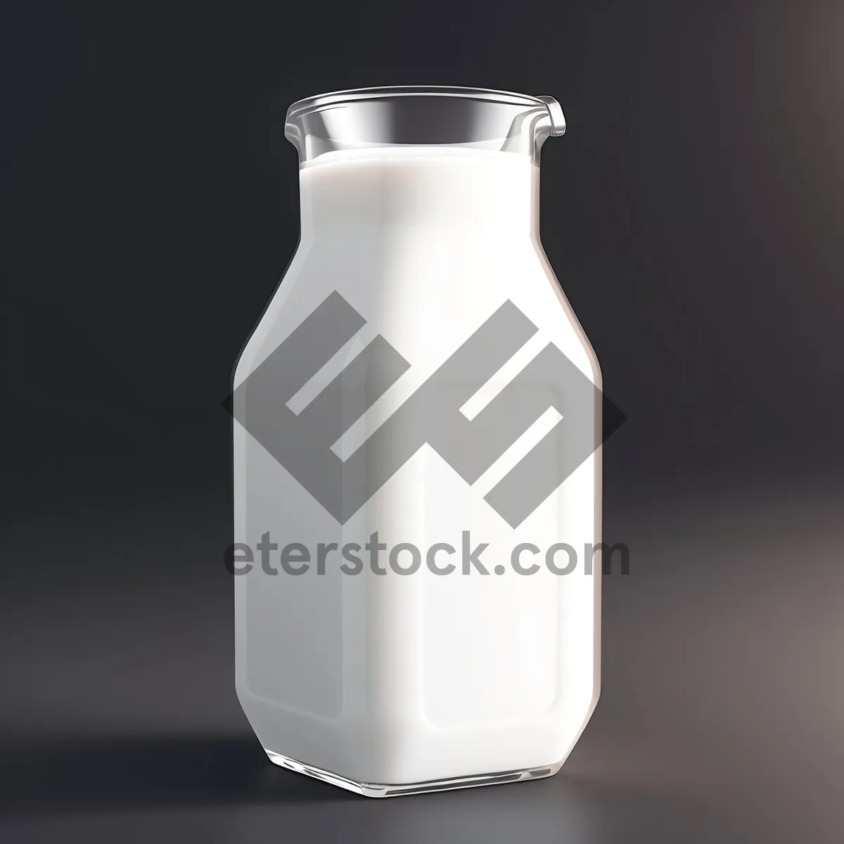 Picture of Transparent Glass Milk Bottle with Label