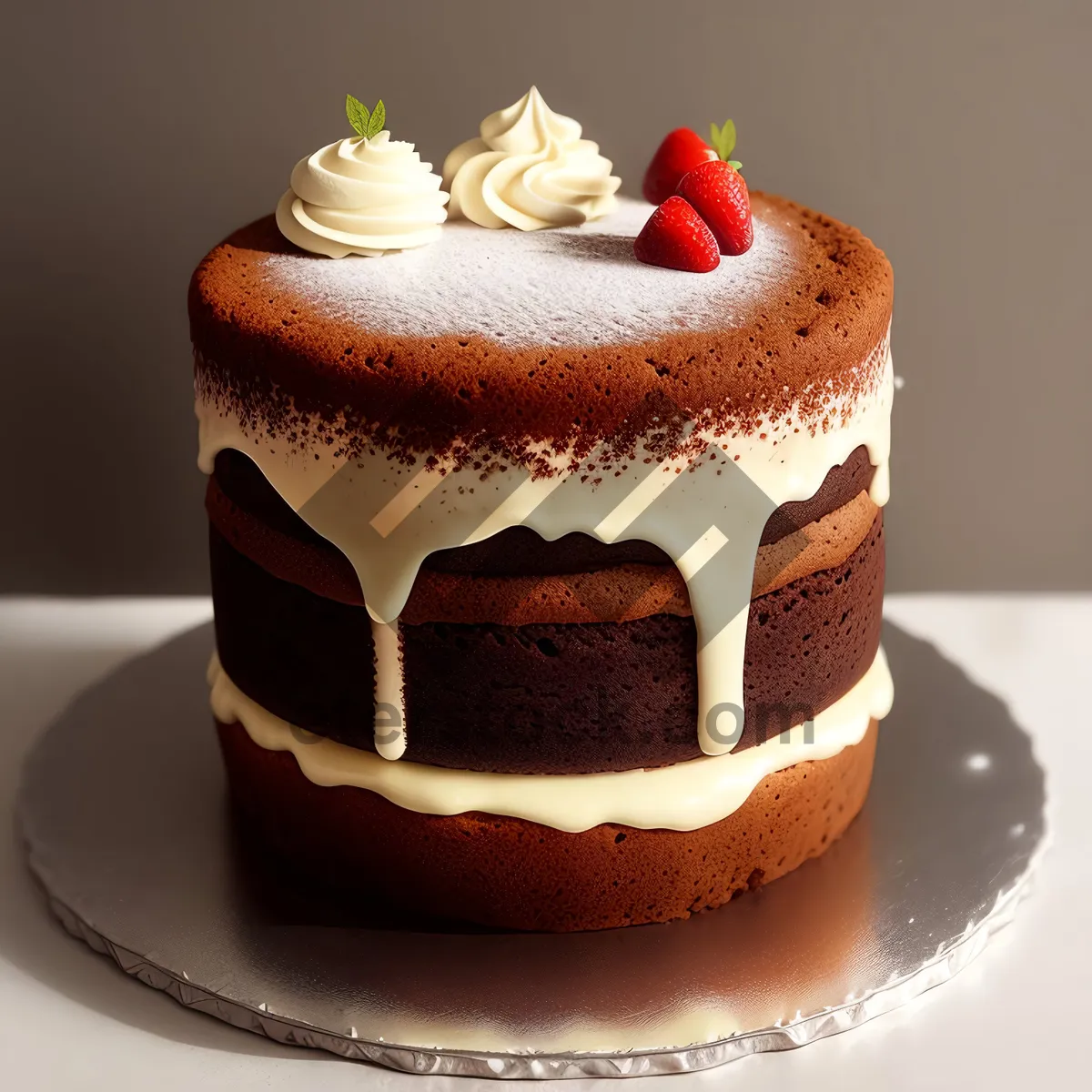 Picture of Sweet Berry Delight: Gourmet Strawberry Trifle with Chocolate Syrup