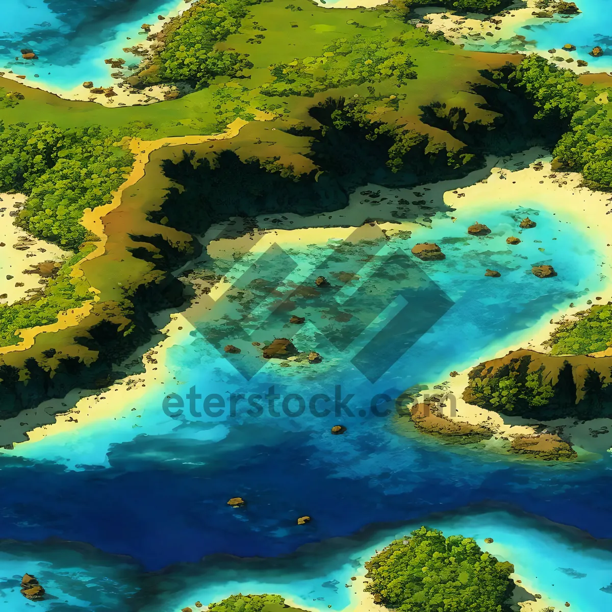 Picture of Idyllic Coastal Oasis: Pristine Waters meeting Sandy Shores