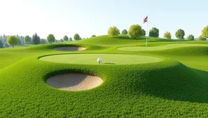 Golfer playing on scenic golf course in summer