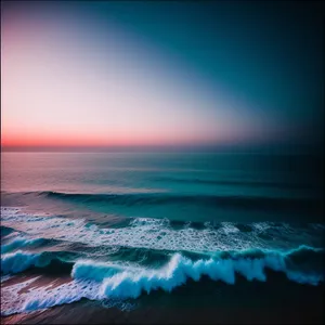 Sunset Over Serene Ocean Coastline