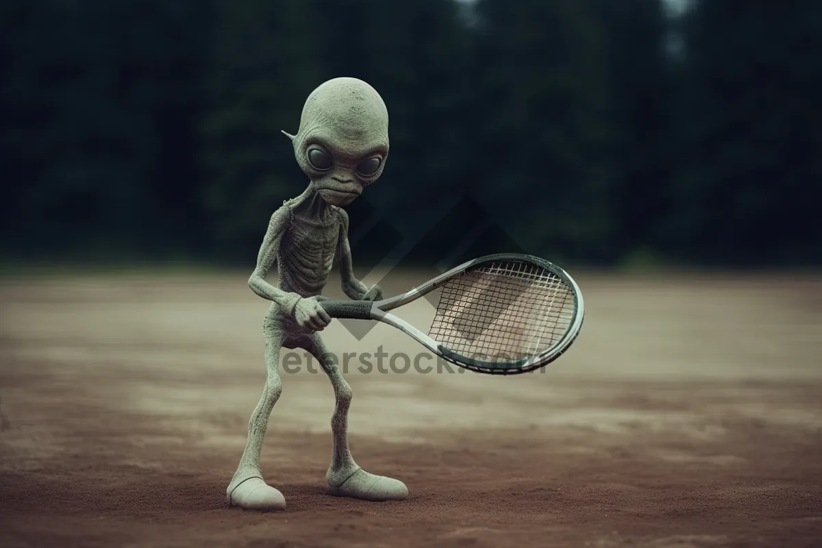 Picture of Active male tennis player having fun on court