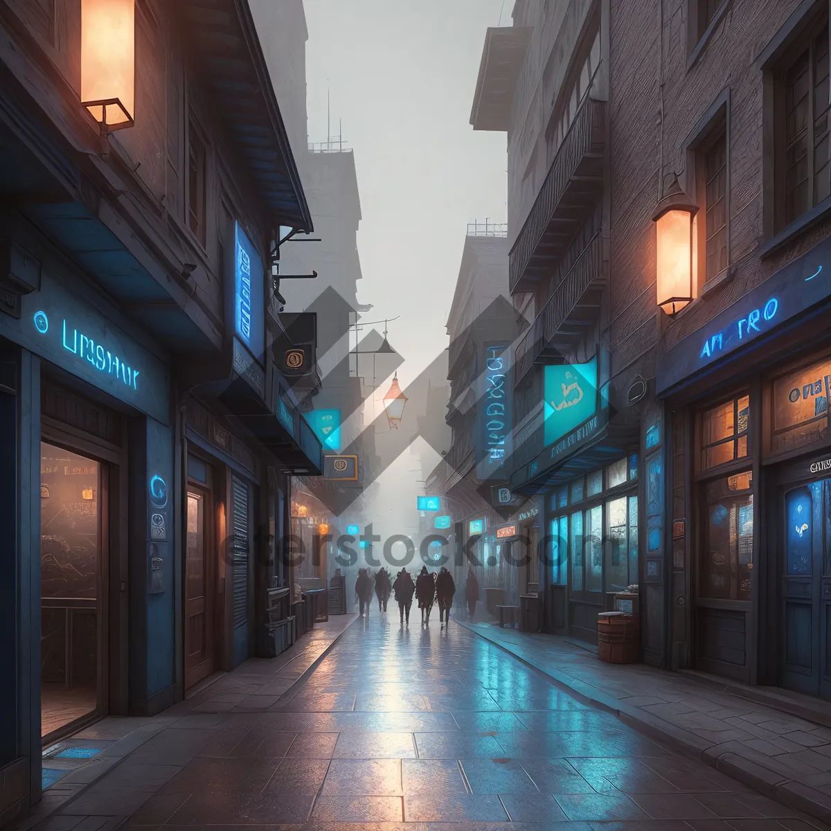 Picture of Cityscape illuminated by old building at night