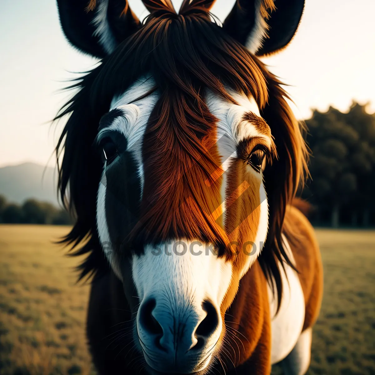 Picture of Graceful Stallion Galloping in Grassland