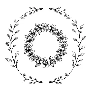 Vintage floral design element with ornate silhouette pattern.