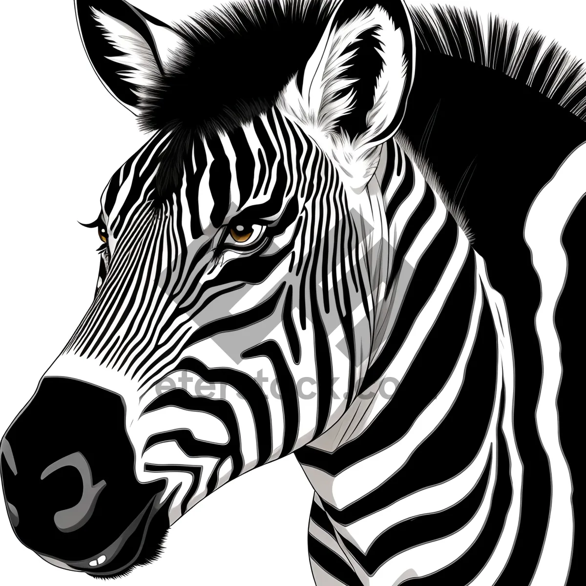 Picture of Striped Zebra Grazing in National Park