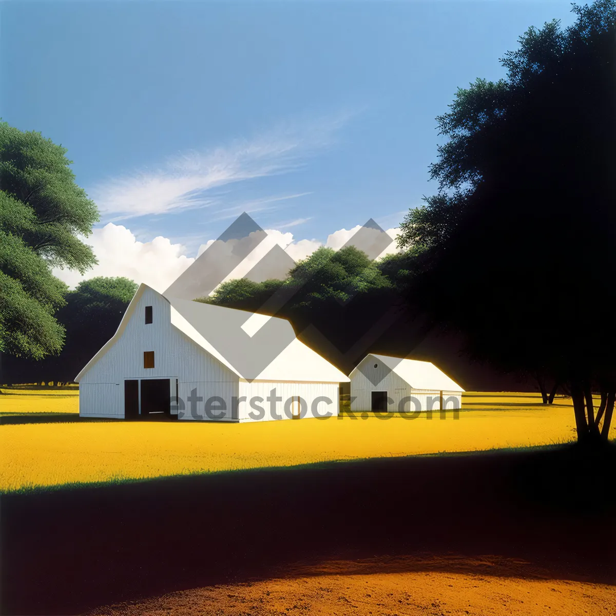 Picture of Serene Country Skyline with Charming Barn