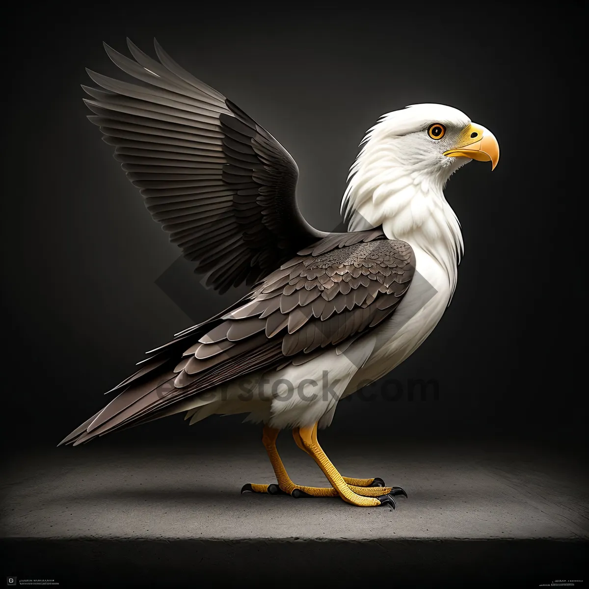 Picture of Powerful Bald Eagle Amidst Wild Feathers