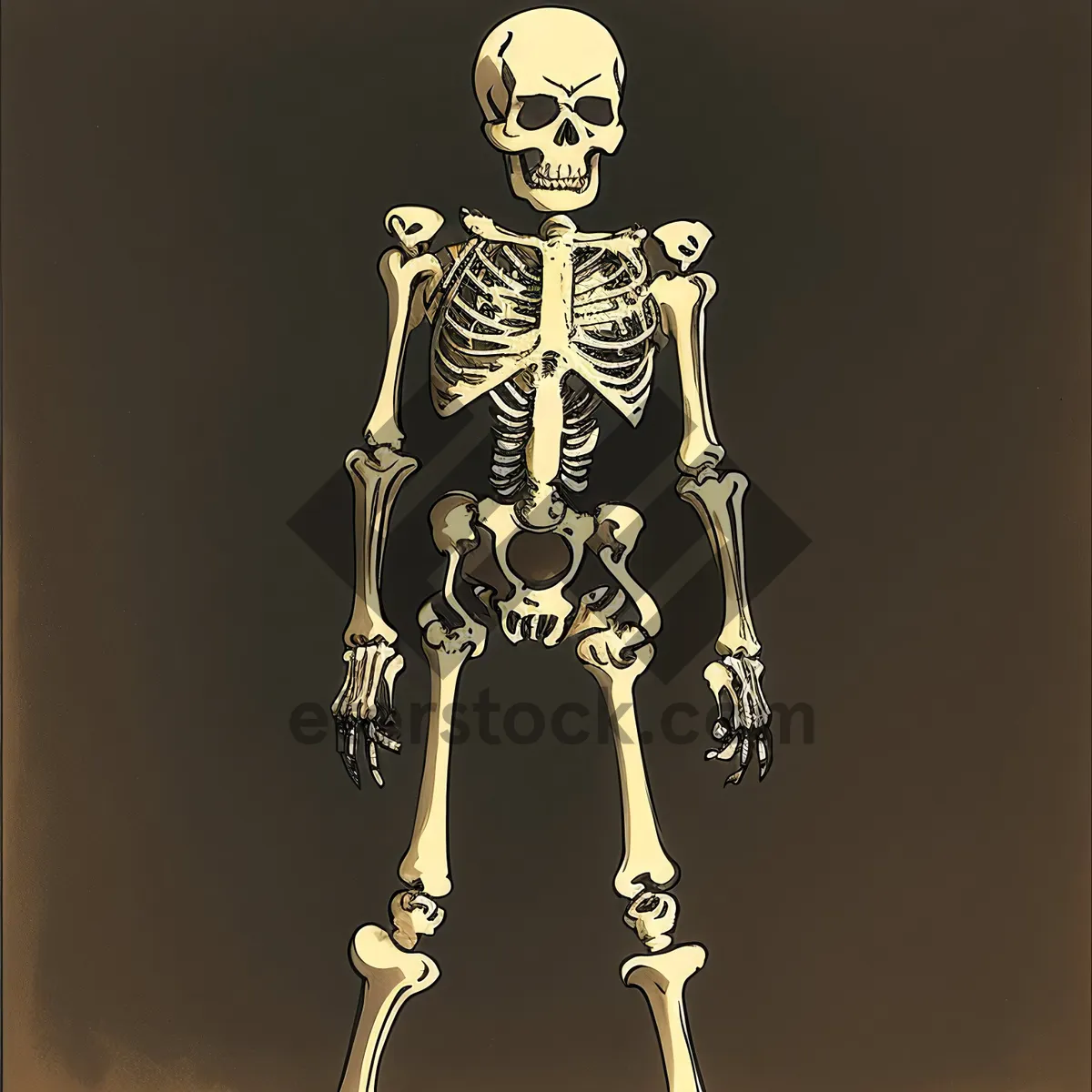 Picture of Antique Anatomical Skeleton with Spine: 3D X-Ray Image