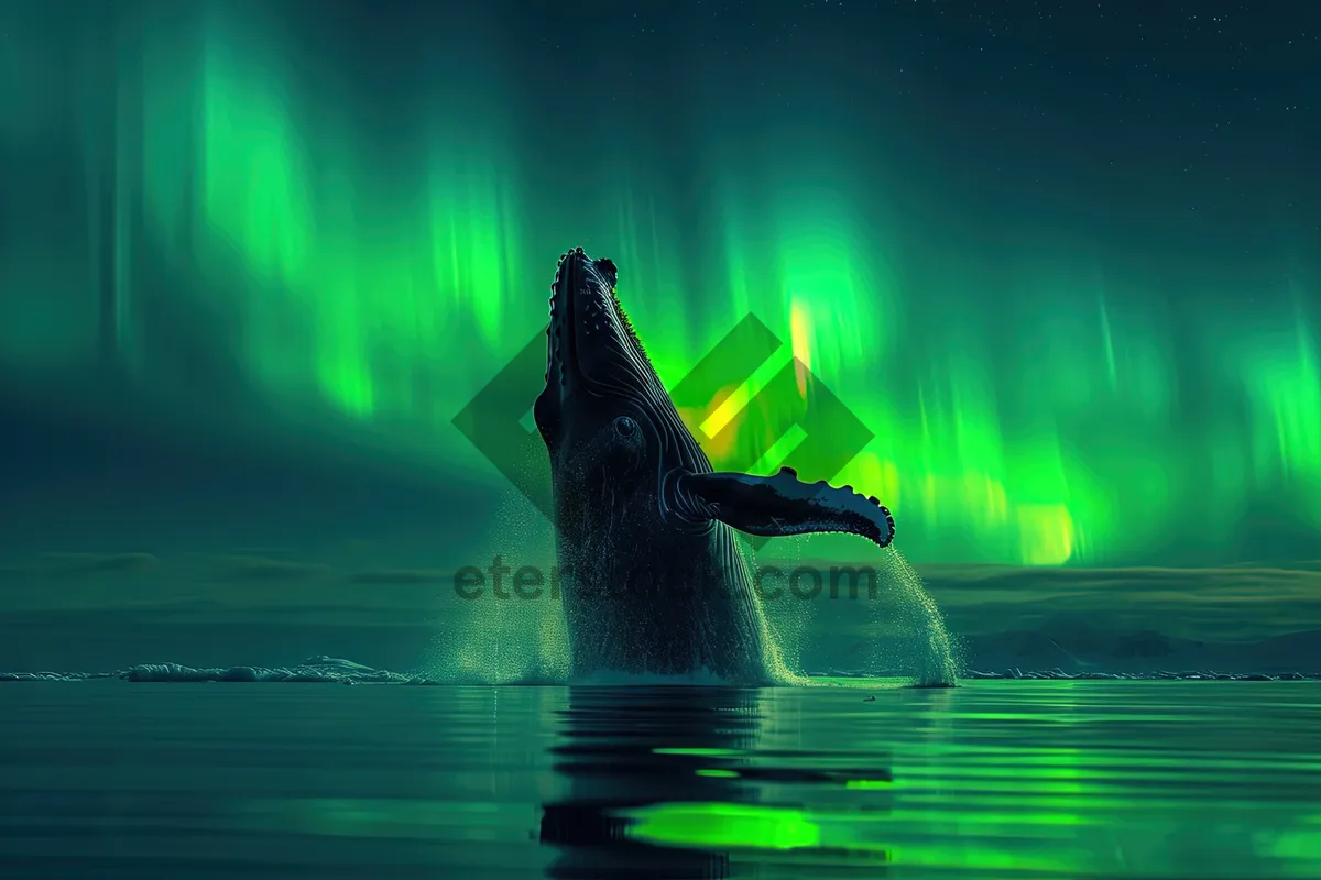 Picture of Silhouette of Killer Whale in Ocean at Night