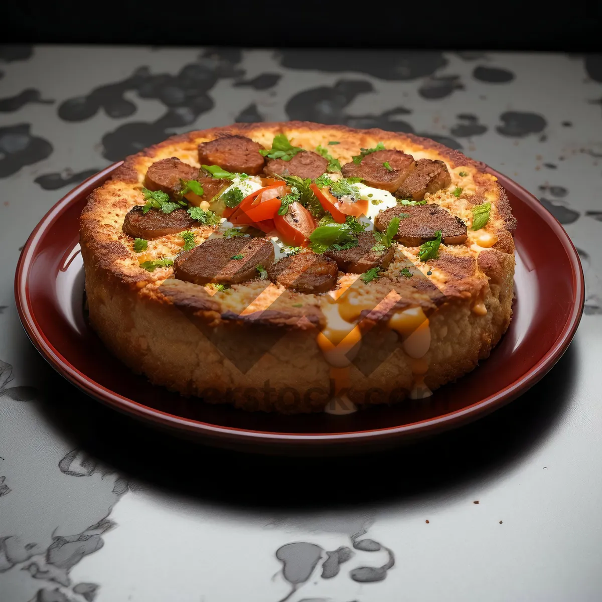 Picture of Delicious gourmet pizza with fresh vegetables and cheese
