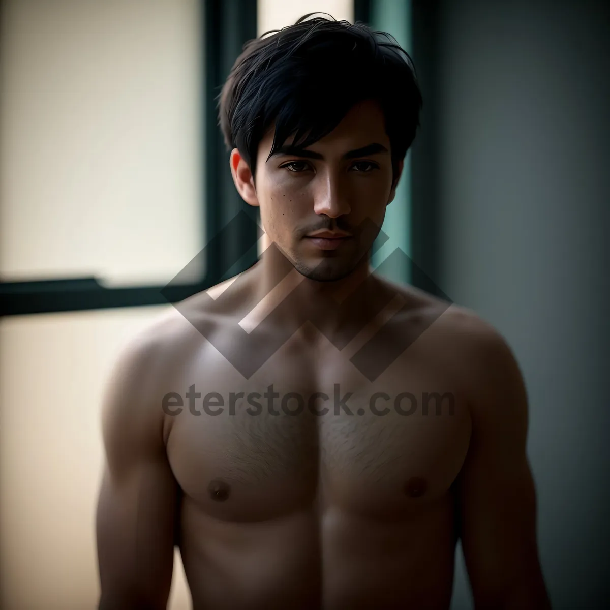 Picture of Ripped Male Fitness Model Flexing Muscles