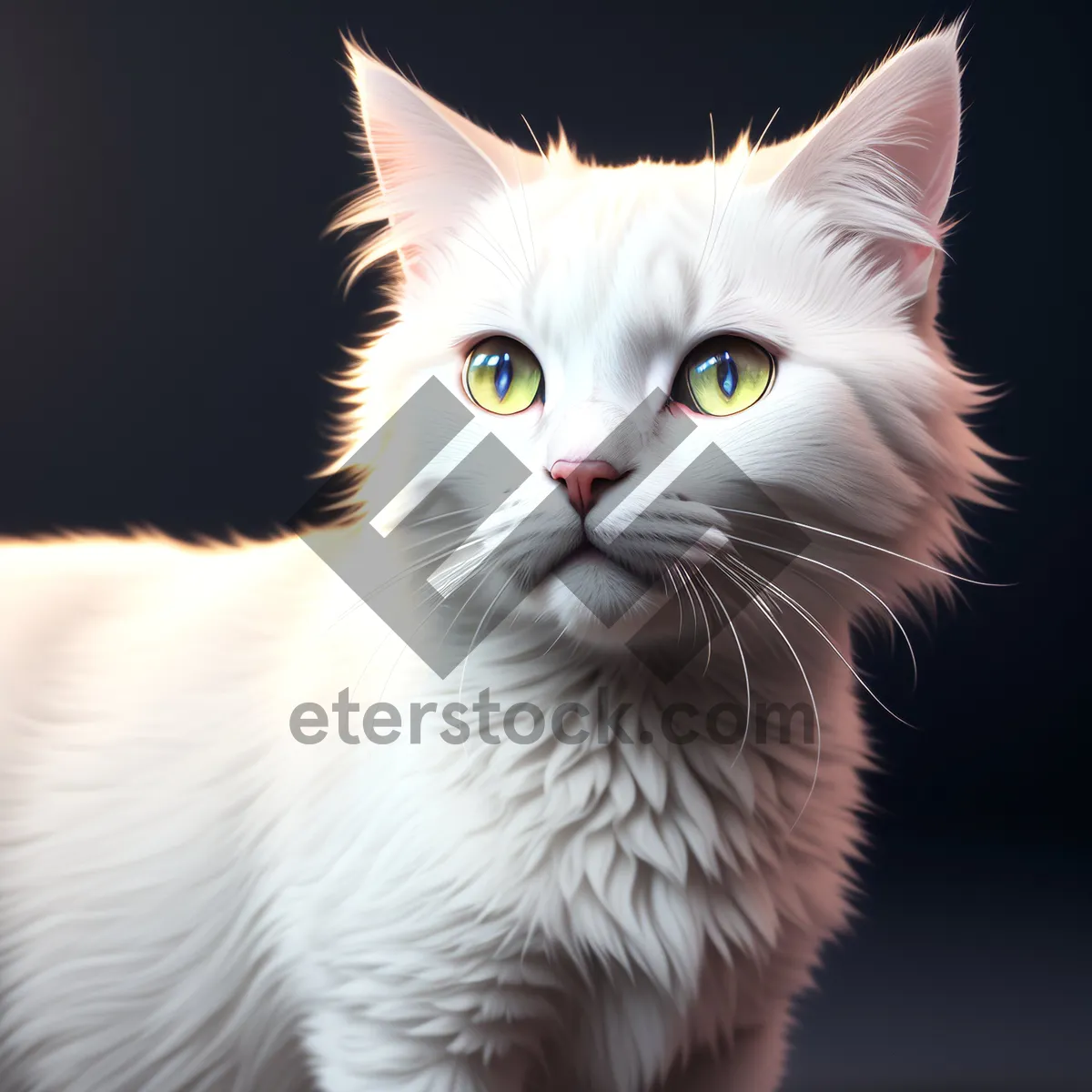 Picture of Adorable white kitty with curious eyes