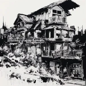 Enchanting Sketch of Historic Village Palace Amidst City Skyline