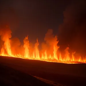 Fiery Flames Engulfing a Campfire in Blazing Heat