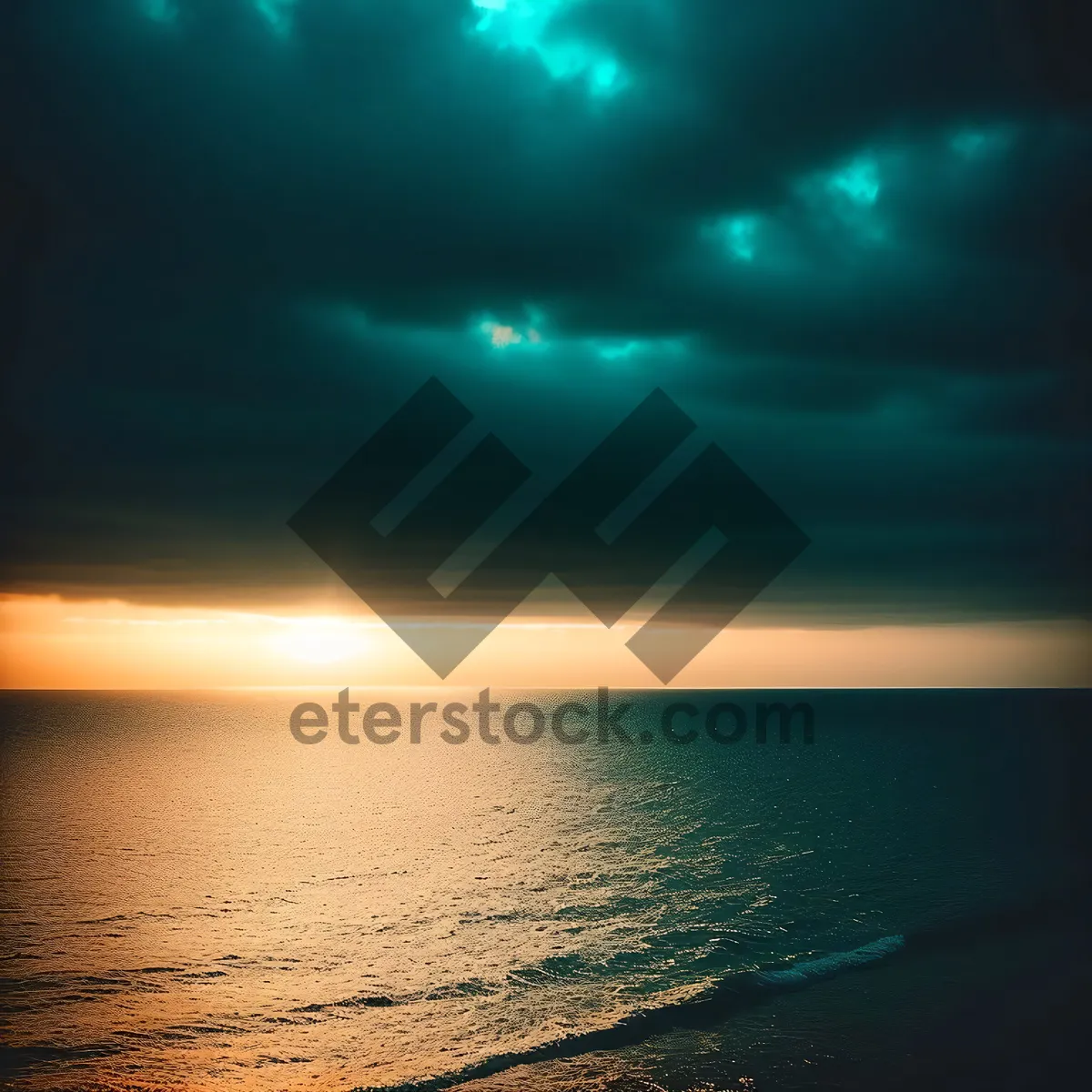 Picture of Golden Sunset over Beaches and Waves