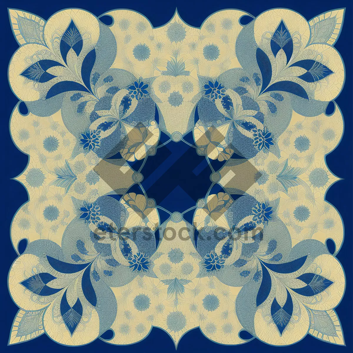 Picture of Vintage floral pattern with decorative arabesque element.