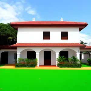 Modern Fire Station with Brick Exterior and Sky Background