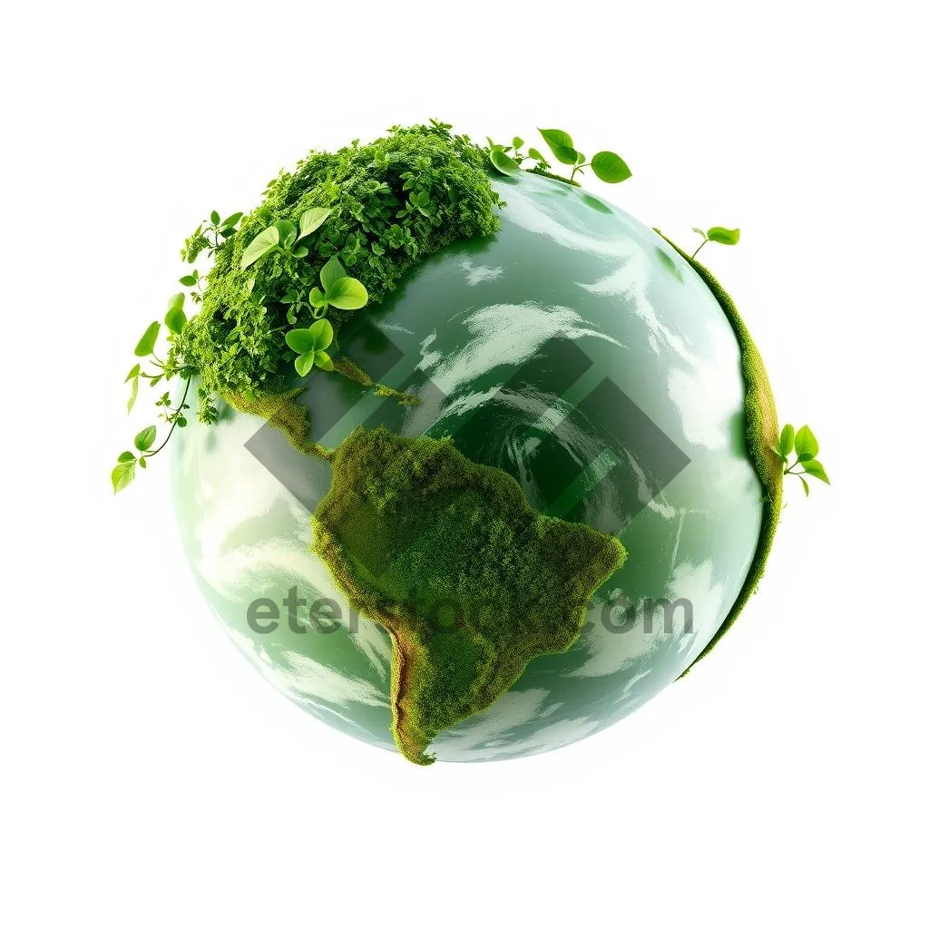 Picture of Global Ecology Symbol with Green Leaf Earth