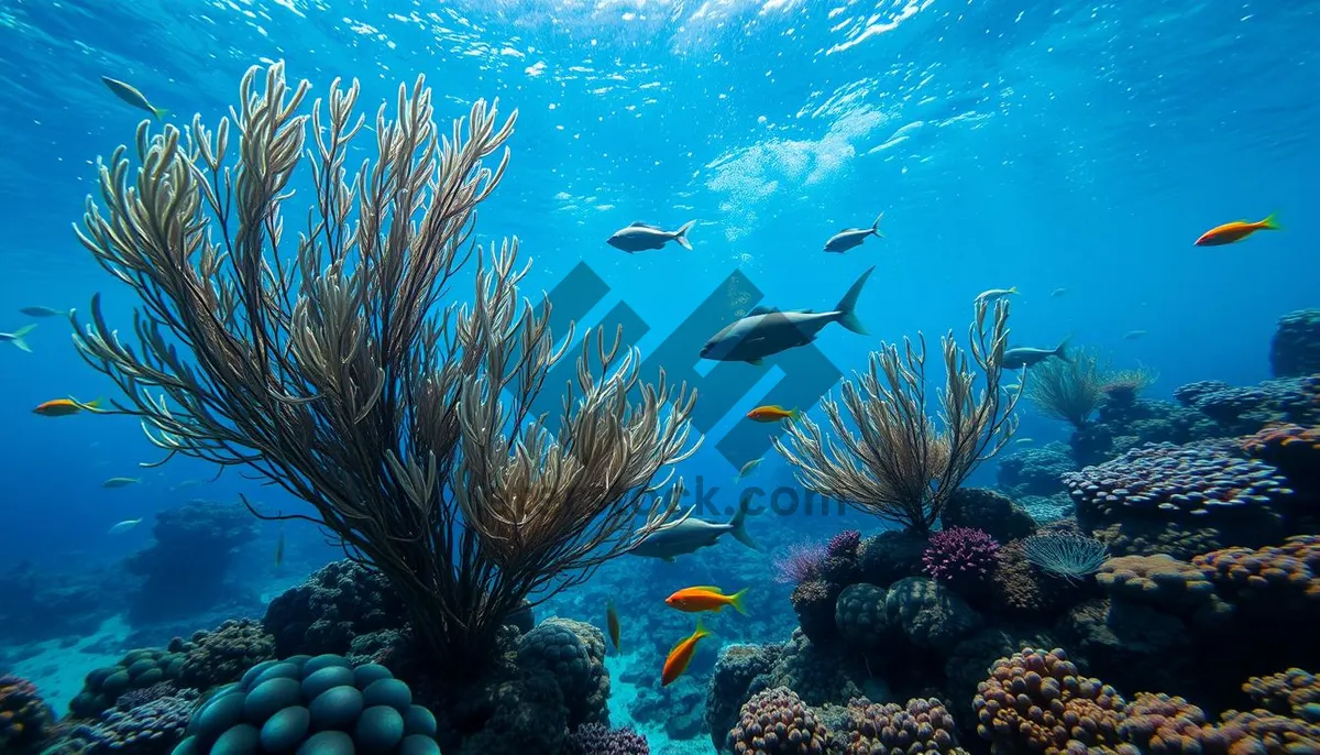 Picture of Vibrant Tropical Fish Swimming in Coral Reef Sunlight