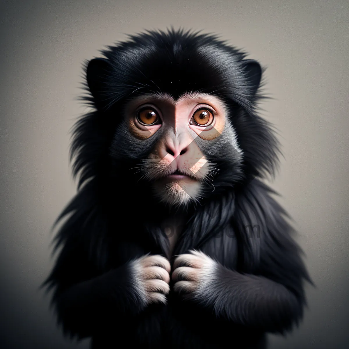 Picture of Cute Wild Primate with Black Fur