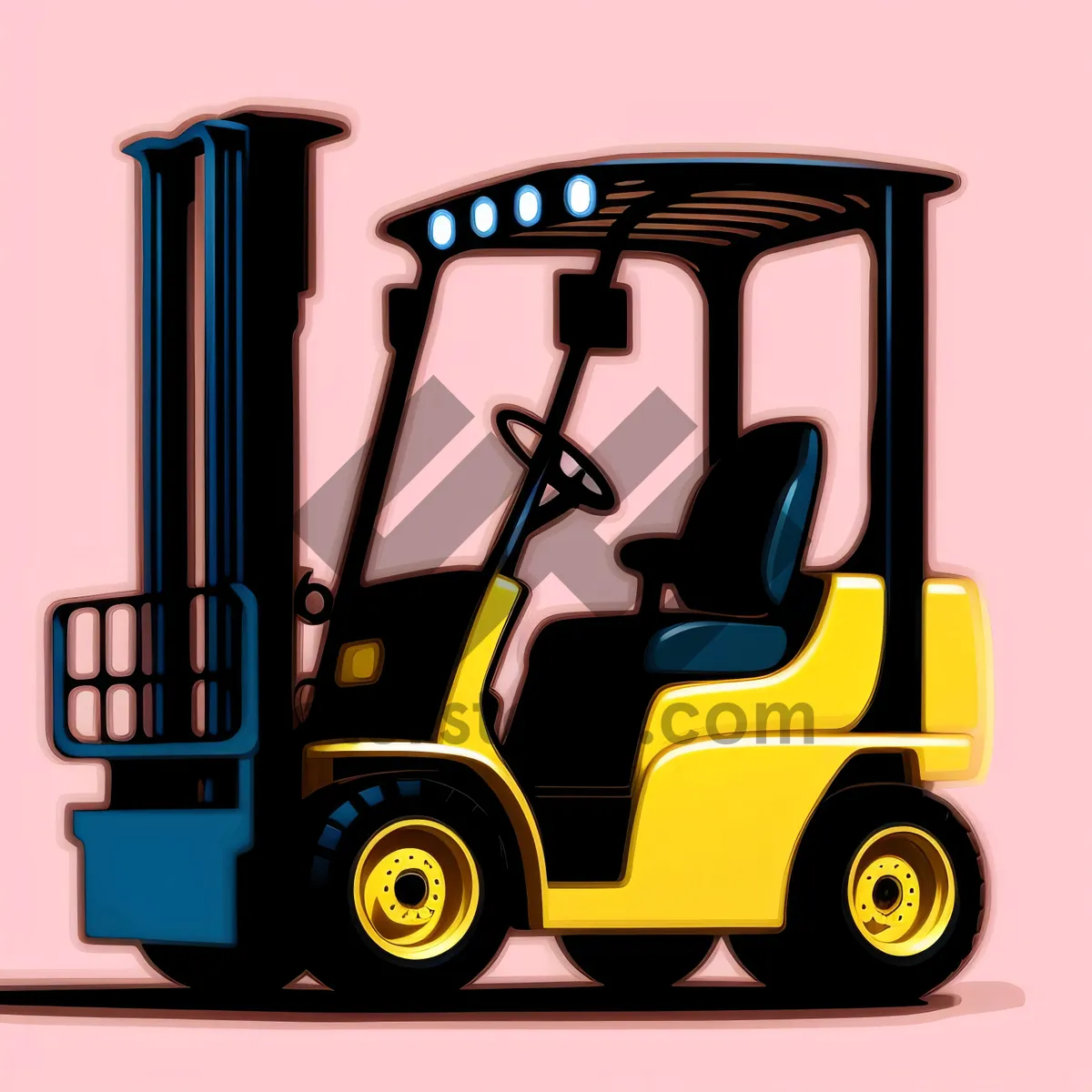 Picture of Wheeled Forklift Transporting Goods on Golf Course