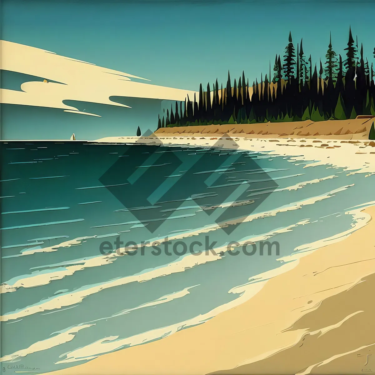 Picture of Tranquil Tropical Beachscape with Vibrant Blue Waves