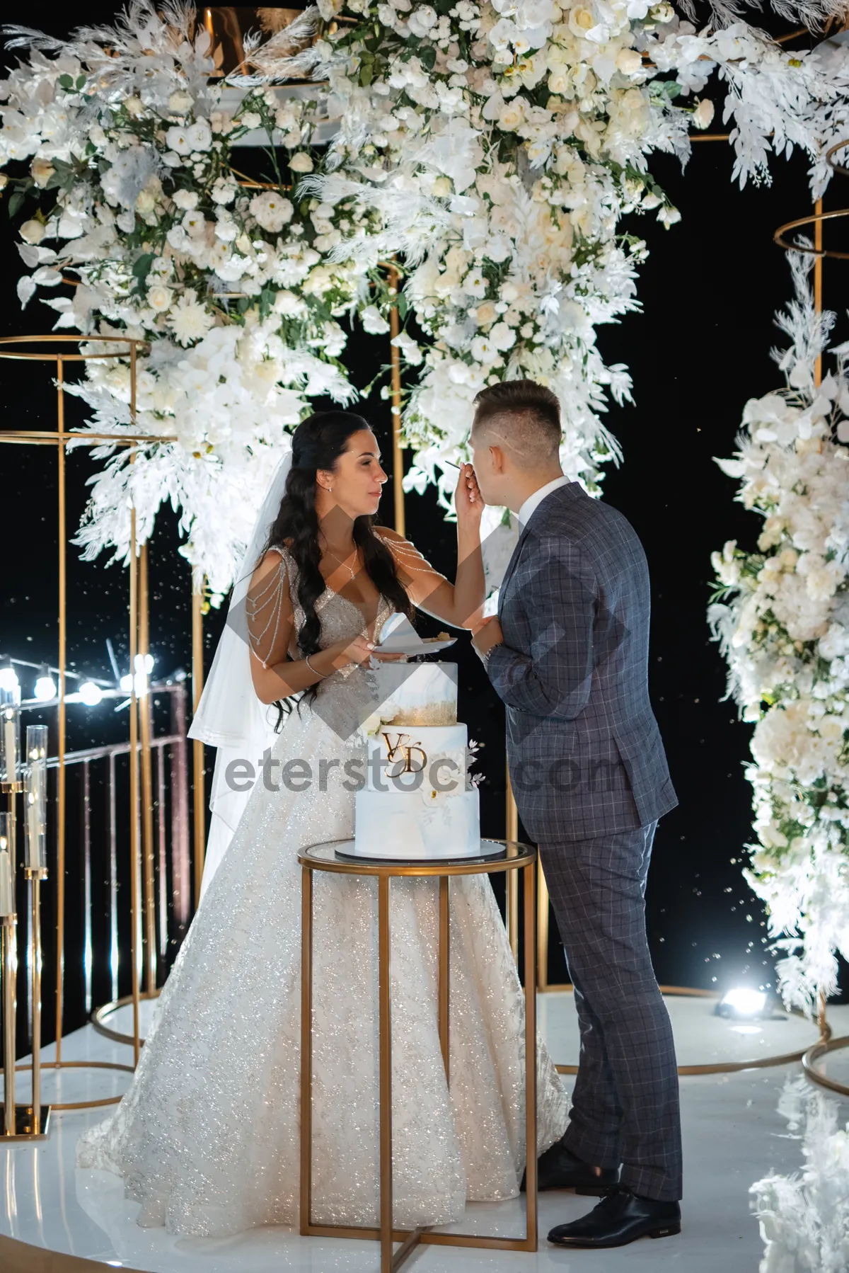 Picture of Bride and Groom Celebrating Love on Wedding Day