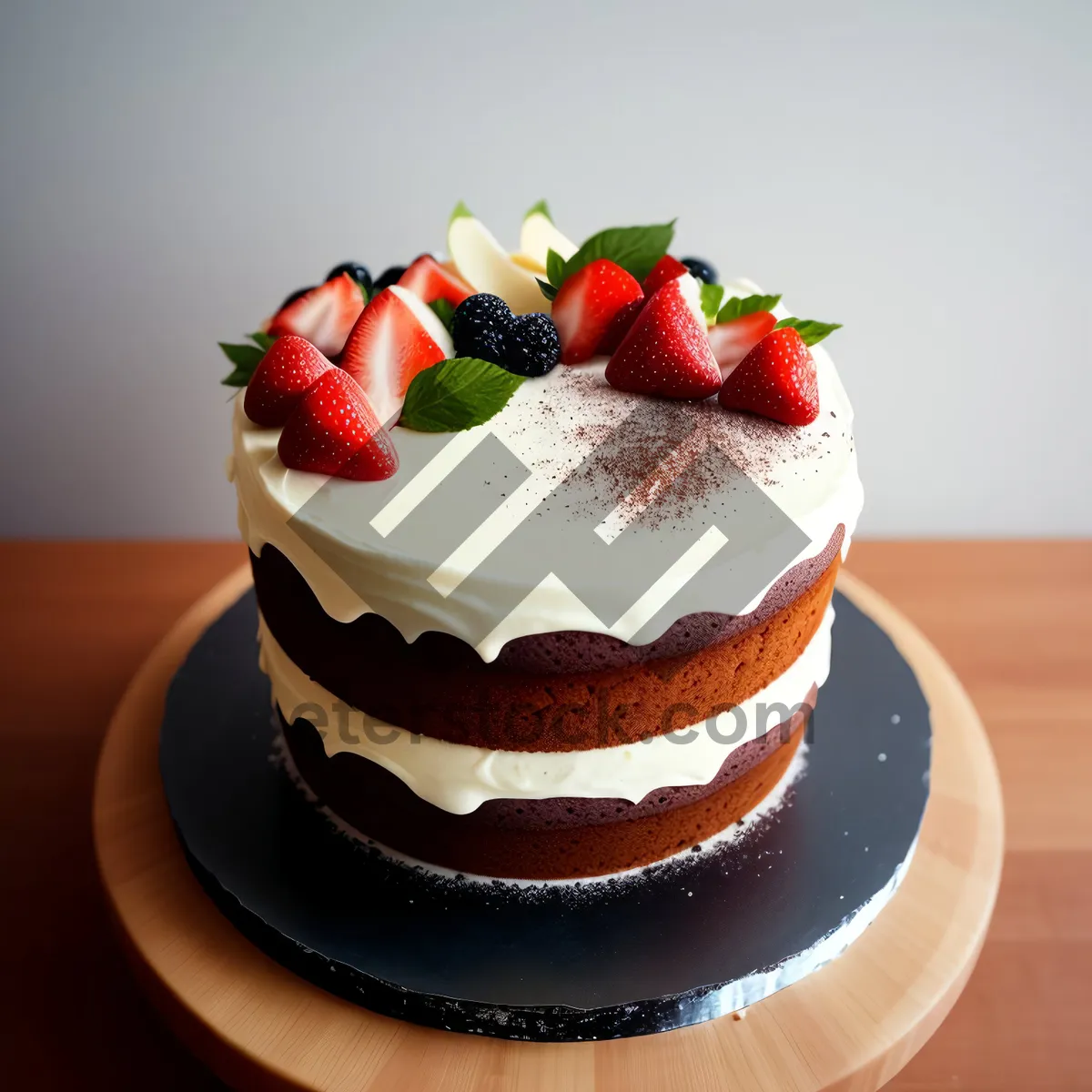 Picture of Delicious Berry Chocolate Cake onto Vanilla Mint Trifle