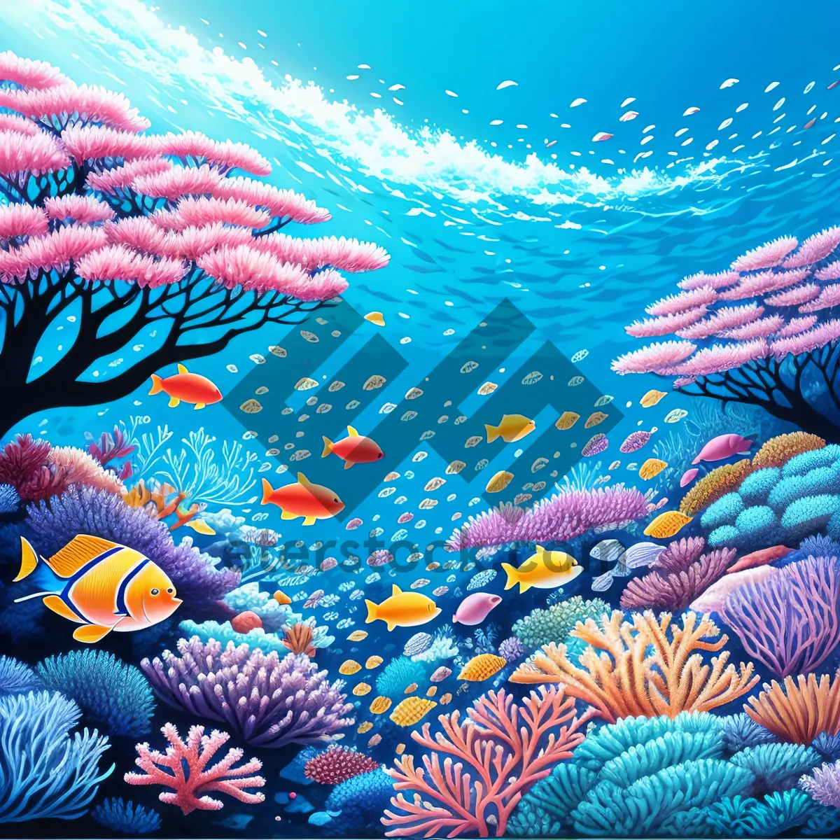 Picture of Colorful Coral Reef and Marine Life in the Tropical Ocean