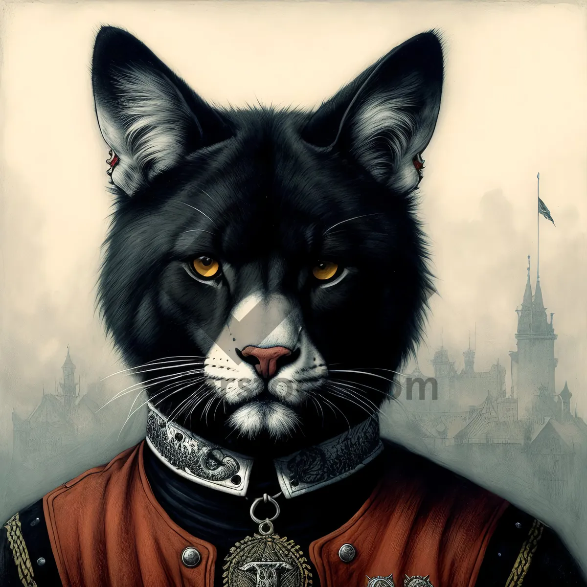 Picture of Fluffy Black Kitty with Cute Masked Face