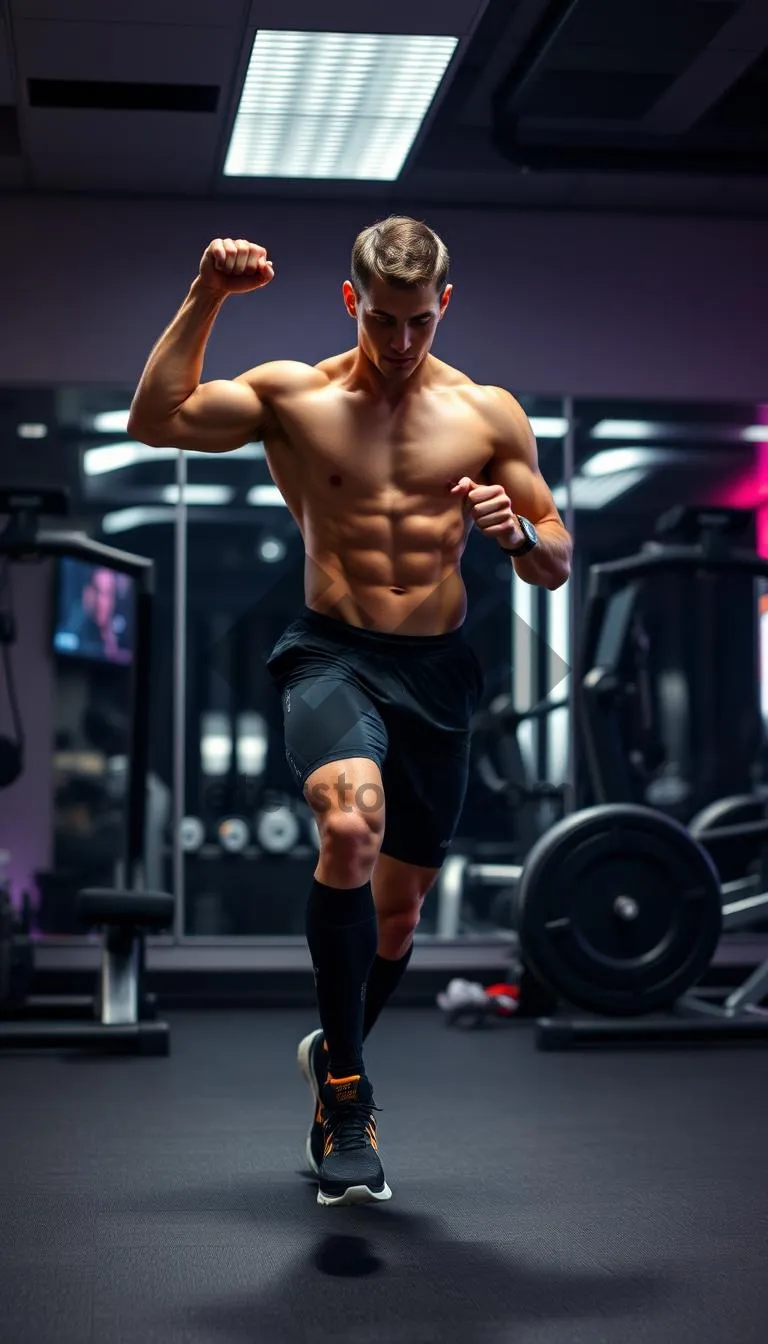 Picture of Muscular man exercising in gym for fitness training