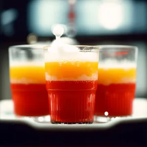 Fresh orange juice in a glass placed on a plate.
