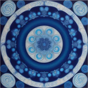 Decorative Majolica Earthenware: Geometric Circle Mosaic