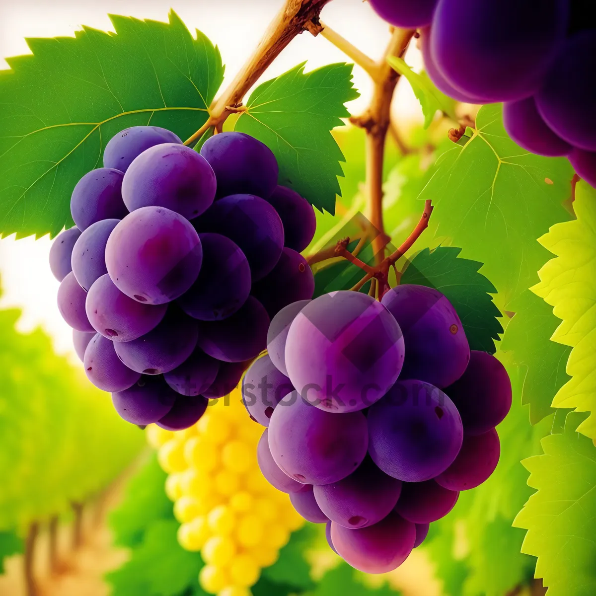 Picture of Vibrant Autumn Harvest of Ripe Juicy Grapes