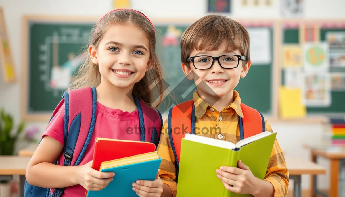 Picture of Happy friends smiling together in casual school setting