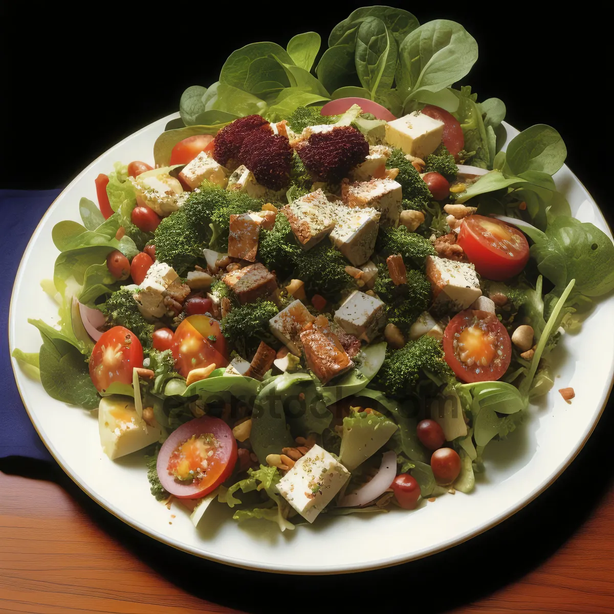 Picture of Delicious Gourmet Salad with Fresh Vegetables and Cheese