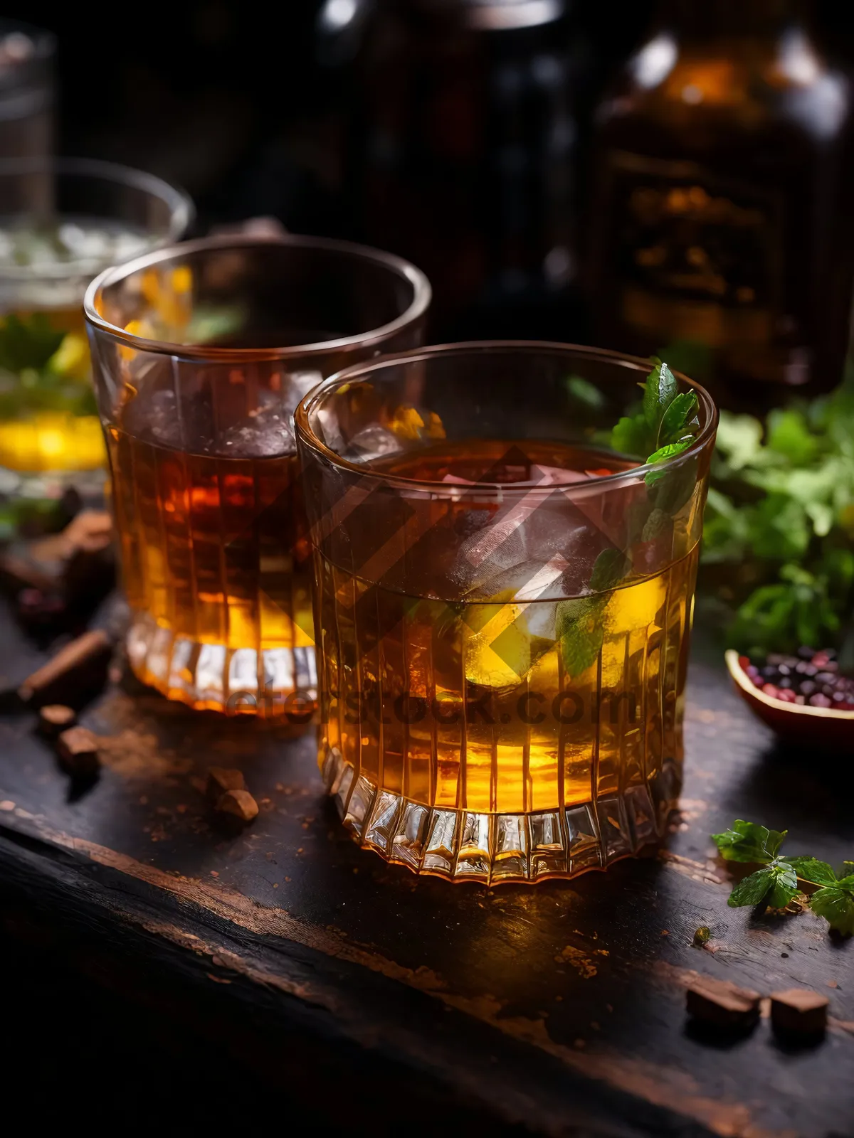 Picture of Refreshing Honey Tea in Yellow Glass Cup