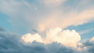 Clear summer skies with fluffy white clouds